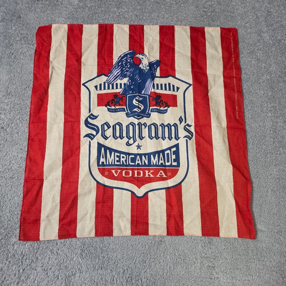Seagram's Unisex 21x21 Bandana Red American Made Vodka Eagle Striped Patriotic